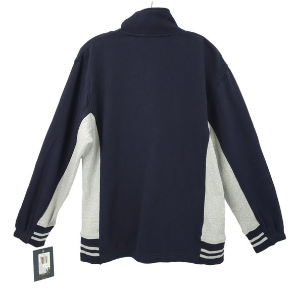 Izod Jeans Quarter Zip Pullover Sweatshirt Top Boys 14/16 Navy Blue Gray NEW - Picture 2 of 16